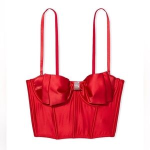 Victoria’s Secret Red Cupped Bow Bra Top Size 36C NWT